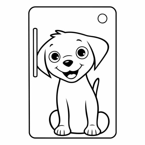 Black and White Cartoon Illustration of Cute Puppy Dog for Color