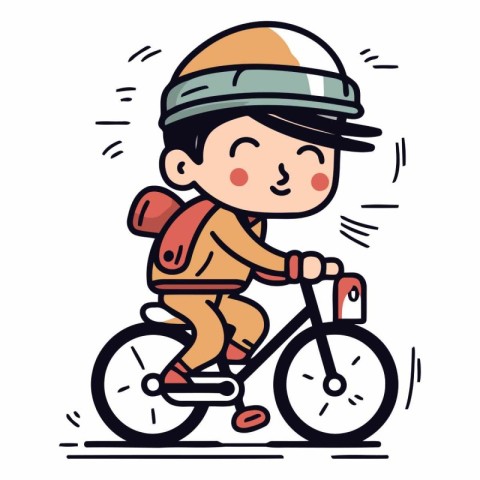 Vector illustration of a cute boy riding a bicycle. Cartoon styl