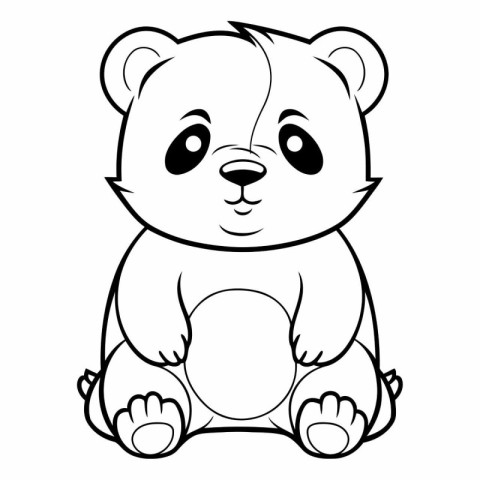 Black and White Cartoon Illustration of Cute Bear Animal Charact