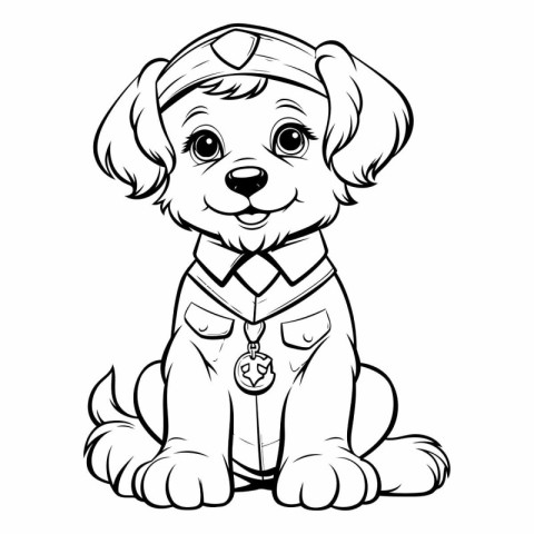 Puppy of a dog in a scout uniform