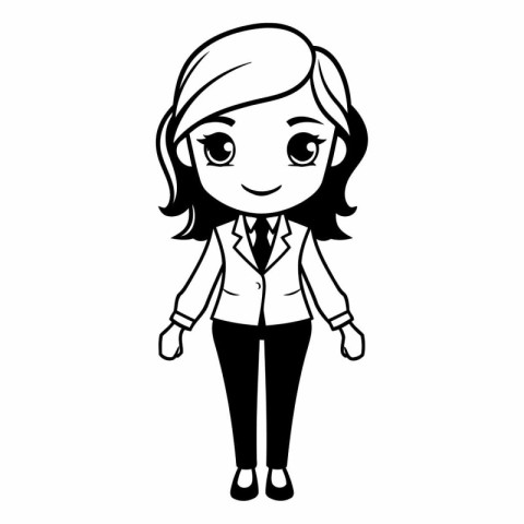 cute business woman cartoon vector illustration graphic design v