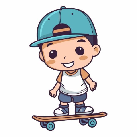 Cute boy riding skateboard of a little boy on a skateboard.