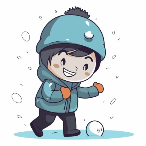 Cute boy playing snowballs of a boy playing snowballs.