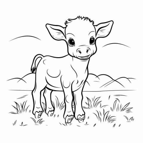 Coloring pages for children. Farm animals. Cute cartoon baby.