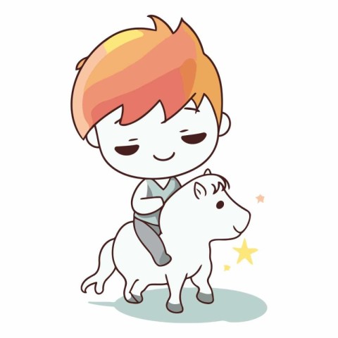 Boy riding a horse on a white background. eps