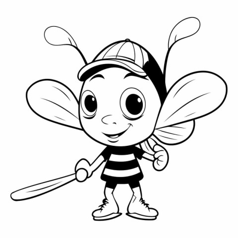 Illustration of Cartoon Bee Mascot Character Wearing Hat and Glo