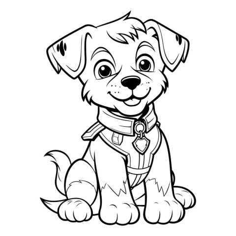 Mascot Illustration of Cute Puppy Animal for Coloring Book