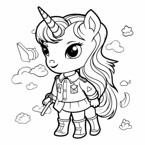 Unicorn girl. Coloring book for children