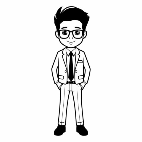 young man with glasses avatar cartoon character vector illustrat