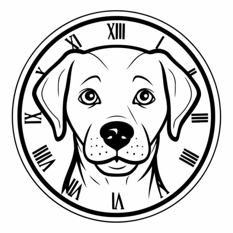 Labrador Retriever of dog and clock.