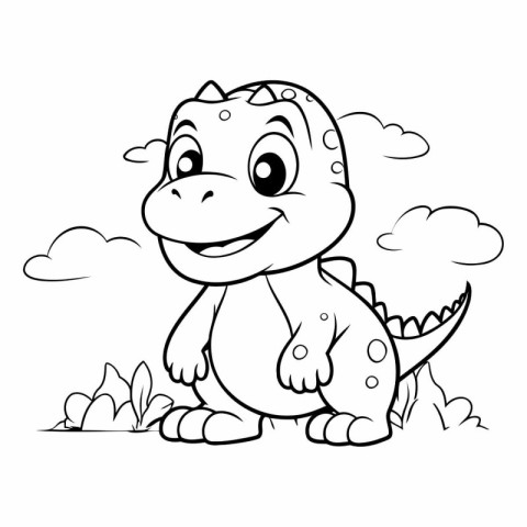 Coloring book for children: Dinosaur on the nature