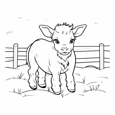 Cute little baby donkey on the farm. Coloring book for children