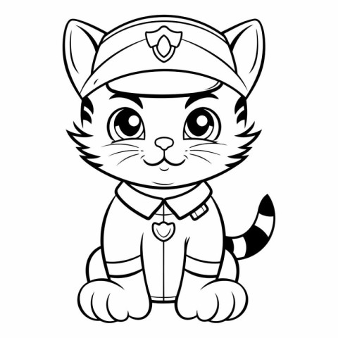 Black and White Cartoon Illustration of Cute Cat Animal Coloring