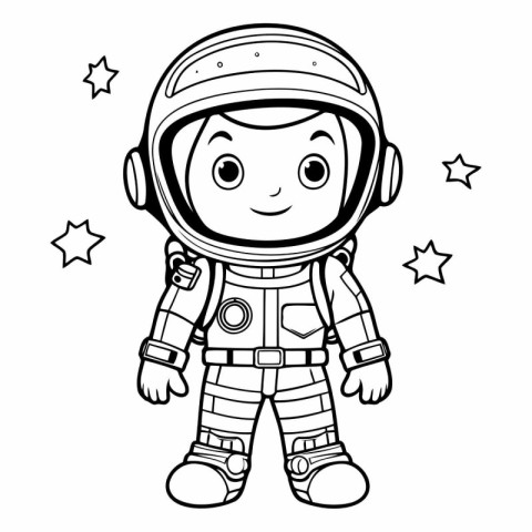 Coloring Page Outline Of Cartoon Astronaut Character Vector Illu