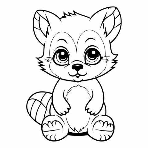 Cute cartoon raccoon for coloring book or page.