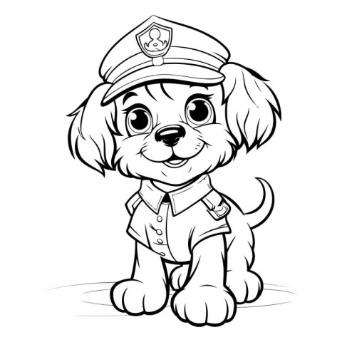 Puppy of a dog in a police cap