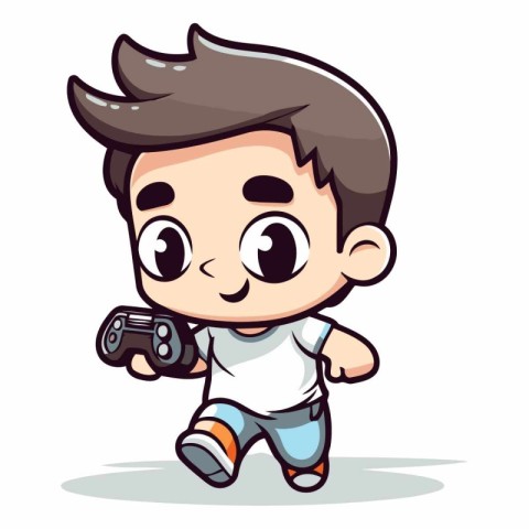 Boy Playing Video Game - Cartoon Vector IllustrationÃ¯Â»Â¿