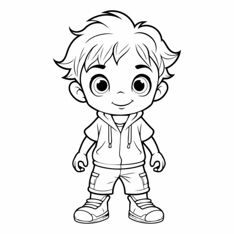 Cute little boy for coloring book or page.