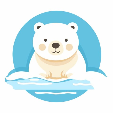 Cute polar bear on the ice floe.