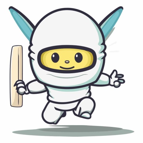 Cricket astronaut character cartoon vector illustration. Cute ma