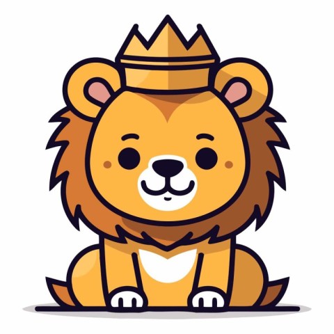 Cute lion with crown of a cartoon lion.