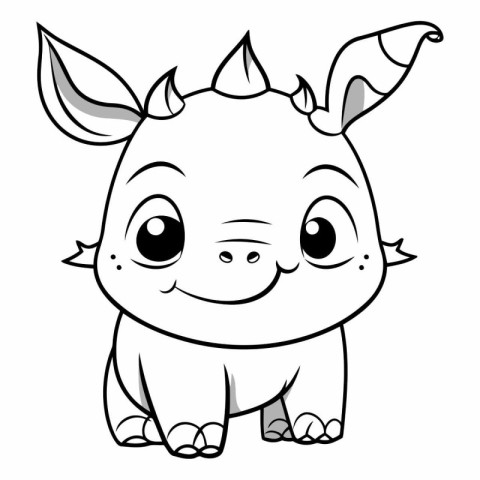 Cute Cartoon Rhinoceros - Coloring book for kids