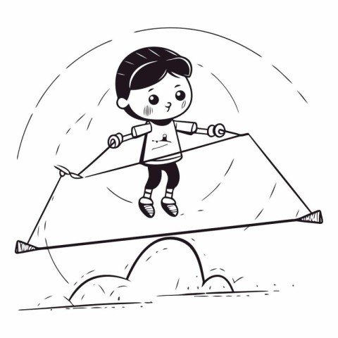 Illustration of a little girl playing with a kite on a playgroun