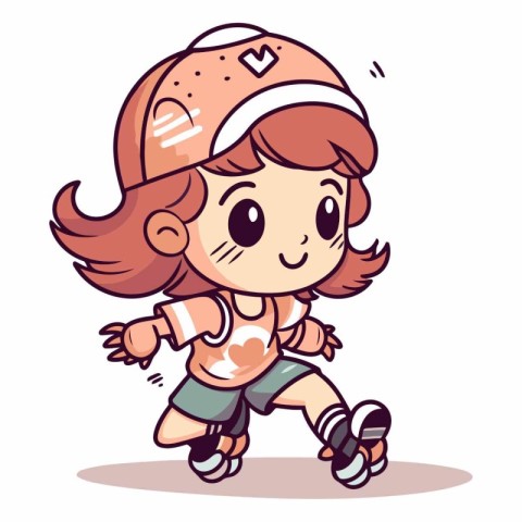 Vector illustration of a cute little girl in sportswear running.