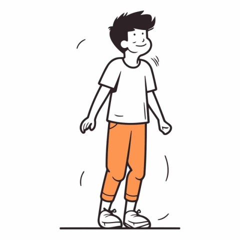 Boy in casual clothes in doodle style.