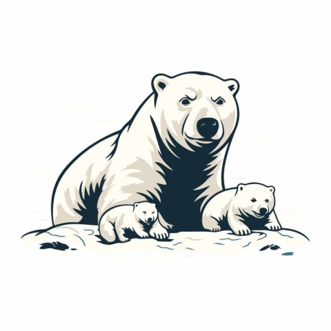 Polar bear with cubs for your design.