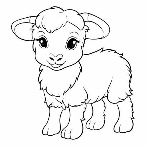 Black and white cute sheep for coloring book or page.