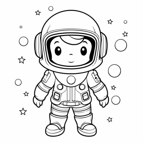 Coloring book for children: astronaut in space suit.