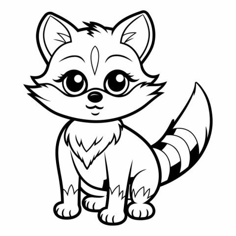 Black and White Cartoon Illustration of Cute Fox Animal Characte