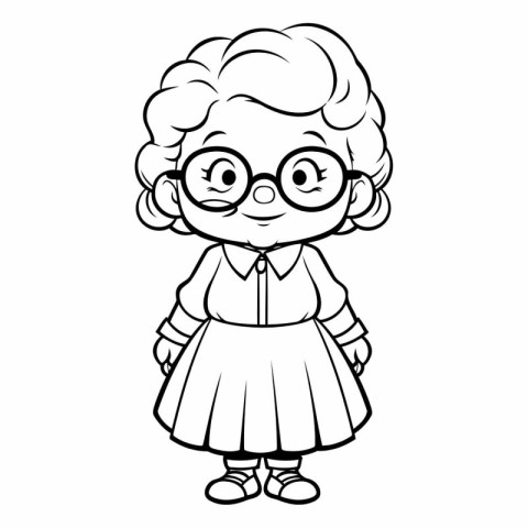 Coloring book for children - Grandmother in a dress and glasses