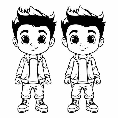 Vector illustration of a boy and a girl with different hairstyle