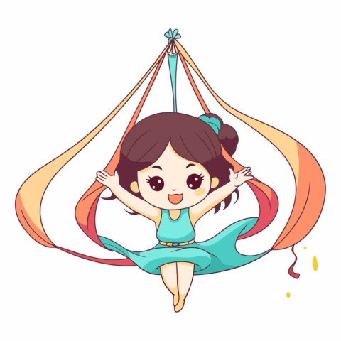 Cute little girl swinging in a hammock.