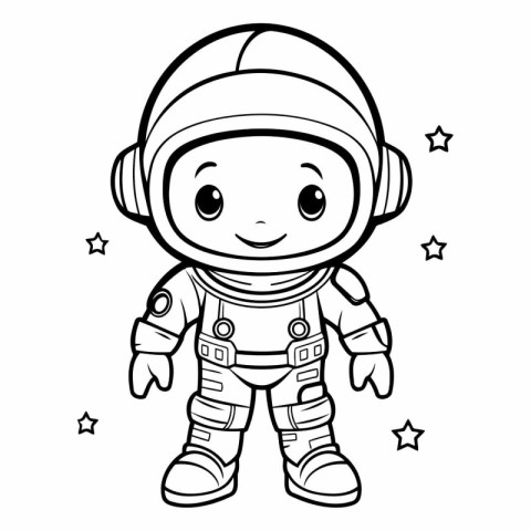 Coloring book for children: astronaut in space suit.