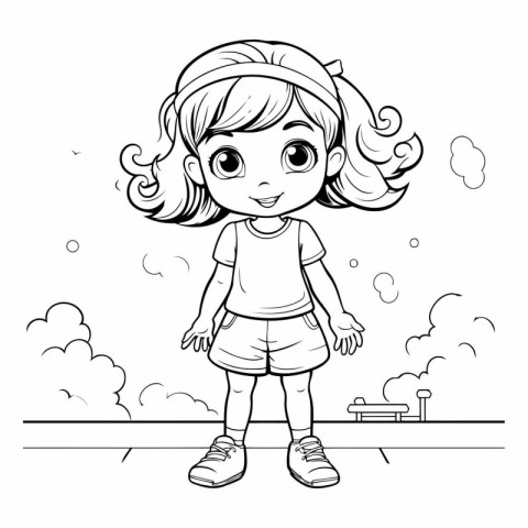 Coloring Page Outline Of a Little Girl