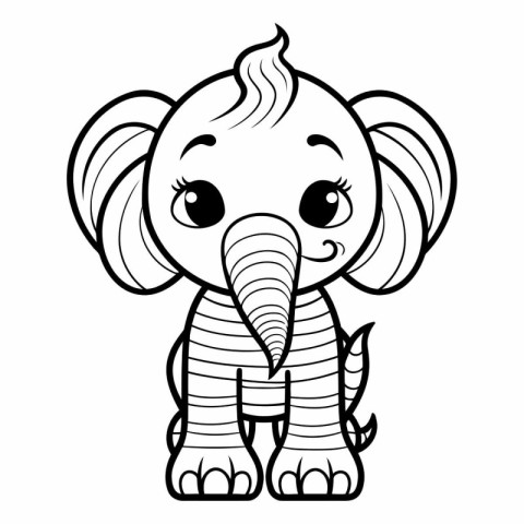 Coloring Page Outline Of Cute Elephant Cartoon Character Vector