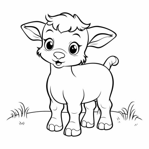 Coloring book for children: cute little lamb. Coloring page