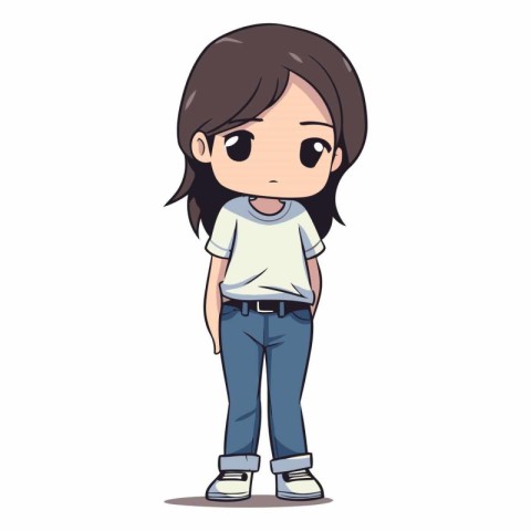 cute little girl in casual clothes eps10