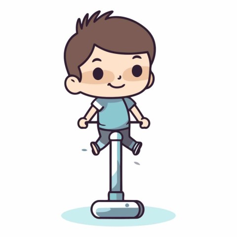 Cute little boy running on a stepper.