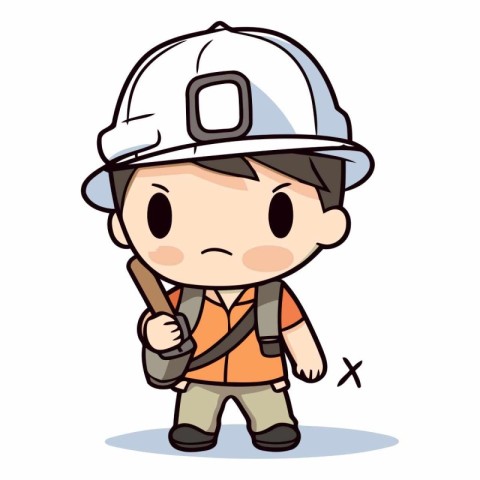 Firefighter - Cute Cartoon Worker Vector IllustrationÃ¯Â»Â