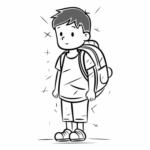 Boy with a backpack of a child with a backpack.