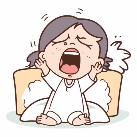 Illustration of a Grandmother Crying While Sitting on the Bed