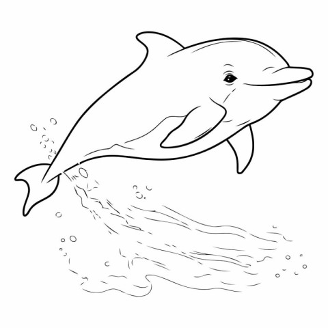 Coloring book for children. Dolphin jumping out of the water.