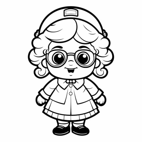 Cute Cartoon Girl Wearing Sailor Costumes - Coloring Book