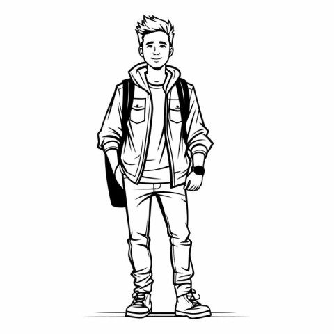 Handsome young man in casual clothes cartoon vector illustration