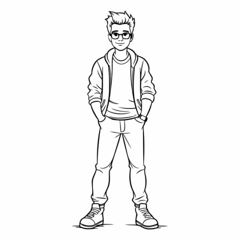 Hipster young man in casual clothes cartoon vector illustration