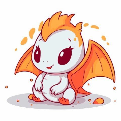 Cute cartoon dragon isolated on a white background.